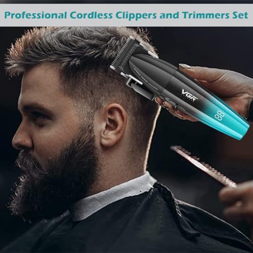 VGR 640 Professional Hair Clippers for Men with Clipper Trimmer Set, Green - color: Green