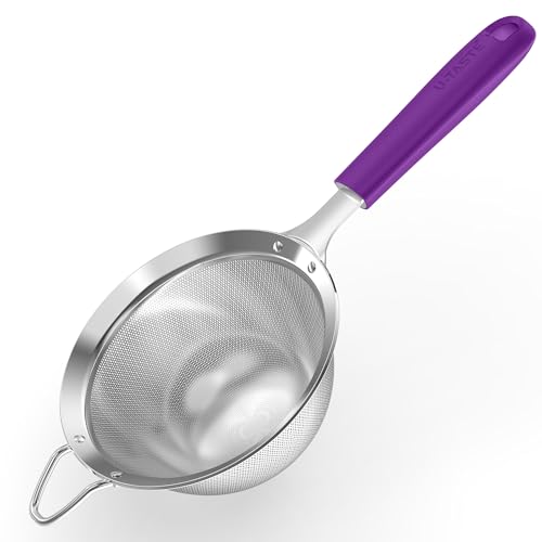 U-Taste Fine Mesh Strainer, 18/8 Stainless Steel Sieve 30 Mesh, M/Purple - color: (5) Purple, size: M-4.73in