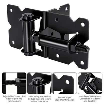 Self Closing Gate Hinge and Latch Kit for Wooden/Vinyl Fence Gate