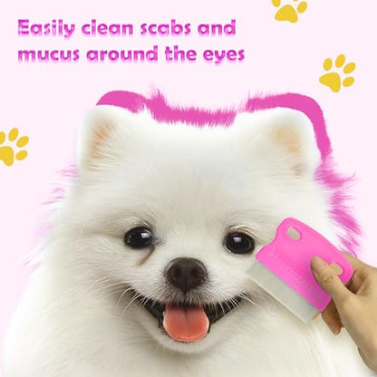Flea Comb for Cats Dogs, 6 Pack Pet Lice Comb Set Pet Grooming Pets for Small, Medium & Large Pets（Pink）
