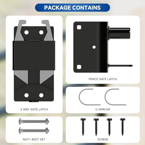 Heavy Duty Two-Way Farm Gate Latch with Padlock Hole, 2 Pack | Two-Way Opening Design; Solid Steel, Weather Resistant; Padlock Compatible; for Farm, Ranch, Pasture, Corral, Stable Gates