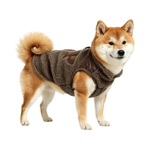 Dog Winter Coat Fleece Jacket Small Dog Apparel, Brown, XL - color: Brown, size: XL