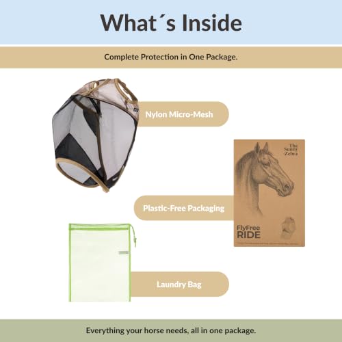 TSZ Fly Free Ride Horse Fly Mask Standard - UV-Resistant Breathable Mesh
