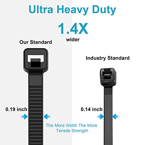 12 Inch Zip Ties Double Sided Toothed,100 LBS Tensile Strength Heavy Duty Cable Wire Ties With Self-Locking Adjustable More Durable Nylon Tie Wraps for Indoor Outdoor（100 Pack） - size: 12 inch 100 Pack （100 Lbs ）