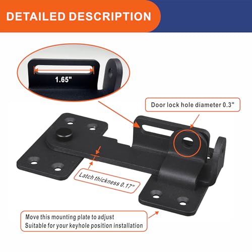 2PCS Flip Latch Lock,90 Degre Heavy Duty Gate Latch with Padlock Hole,Safety Door Bolt Latch Lock,Barn Door Lock Suitable for Wooden Fences,cabinets, bathrooms, Toilets, Windows, etc. - size: 2 Pieces