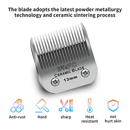 3-3/4FC Dog Grooming Ceramic Blades,Compatible with Andis,Oster A5,Wahl KM10 | Size 3-3/4FC Detachable Ceramic Blade 1/2-Inch 13MM Cut Length,3 Pack - size: 3pc 3-3/4fc: 1/2" (13 mm)