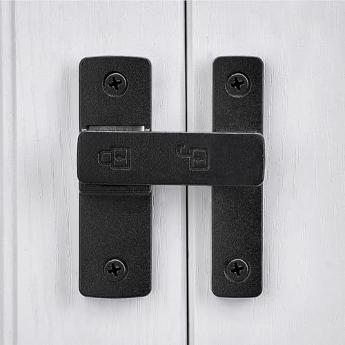 Matte Black 180 Degree Zinc Alloy Barn Door Latch, Flip Gate Lock - color: Matte Black_180 Degree