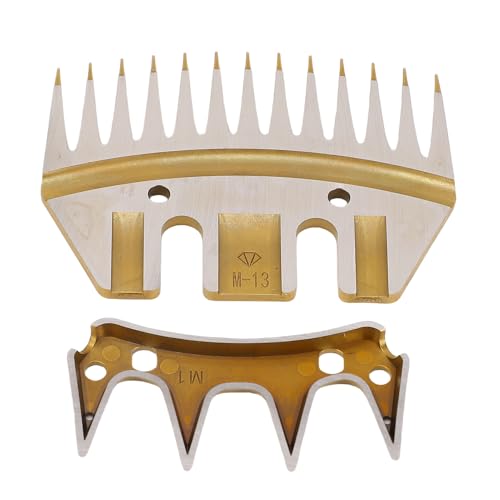 Generic Sheep Shears Replacement Blades, Gold 13 Straight Tooth 7mm Spacing, Electric Sheep Clipper Blades for Wool Shearing Farm
