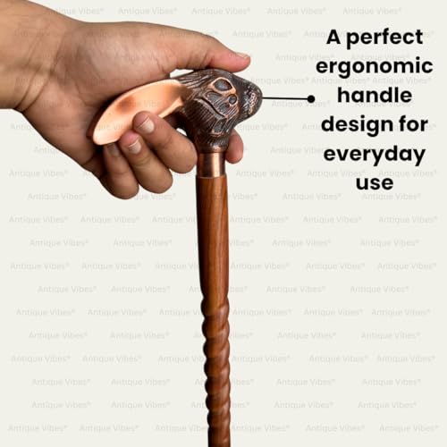 Brass Handle Victorian Telescope Foldable Wooden Walking Stick Cane Ideal Vintage Gift Men Women Father/Mother - style: Rabbit Copper Finish