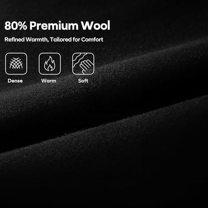 APTRO Men's Full Length Trench Coat Long Wool Overcoat Winter Windbreaker - color: Solid Black, size: X-Small