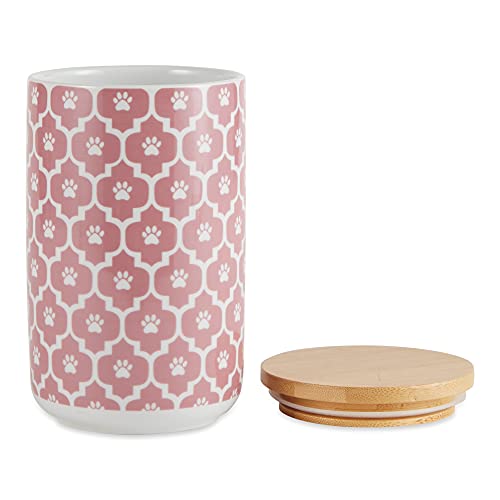 Bone Dry Lattice Collection Pet Bowl & Canister, Treat Canister, 4x6.5", Rose - color: Rose, size: Treat Canister, 4 x 6.5 in (Pack of 1)
