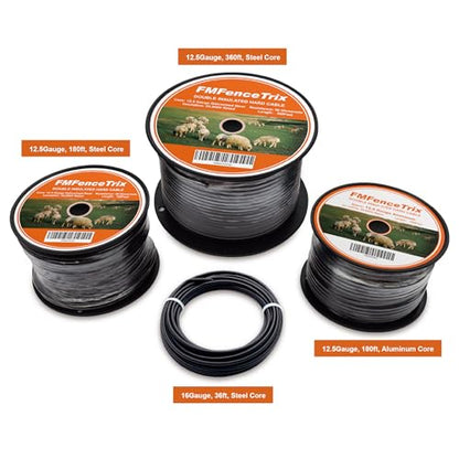 Electric Fence Wire Double Insulated Underground Hard Cable - 16Gauge, 36ft - Galvanized Steel Core - size: 16Gauge, 36Ft