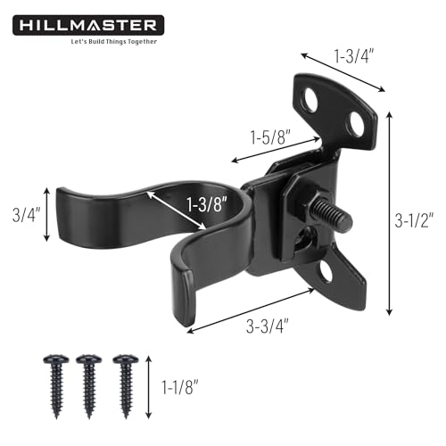 HILLMASTER 1-3/8" Flat Back Wall Mount Chain Link Fork Latch, Black Gate Fork Latch with Padlock Hole,Fence Latch Lock with Screws,Bolts,Gate Hardware Gate Latches for Outdoor Wooden Gates,2 PCS - size: 2 Pcs