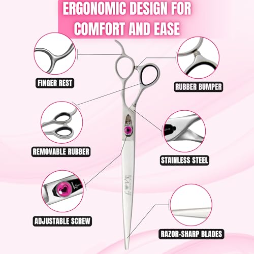 Kenchii Love Dog Grooming Shears, 9in Straight - size: 9.0" Straight
