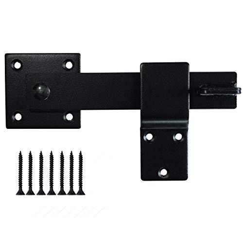 5.5" Fence Gate Latch Barn Door Flip Hardware Farm Lock Heavy Duty Wrought Iron, Matte Black