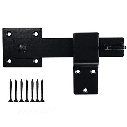5.5" Fence Gate Latch Barn Door Flip Hardware Farm Lock Heavy Duty Wrought Iron, Matte Black