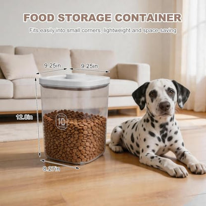 LEAWALK 10Lbs/10.57Qt Airtight Dog Cat Food Storage Container and Dog Treat Containers BPA-Free, PET Clear Stackable Pet Storage Bin, Pop Top, 1-Cup Scoop for Pet Food/Rice/Flour/Bread/Grains - color: White-10L-A