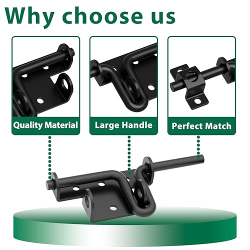 Heavy Duty Gate Latch with Padlock Hole Metal Thickened Slide Bolt Latch Mainly Used for Left or Right Hand Wooden Fence Gate Latch Shed Door Latch-1 Pack