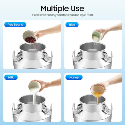 13.25Gal/50L Milk Can Stainless Steel Seamless Milk Jug Milk Pail, Anti-Leak Liquid Storage Container with Tight Lid and Handle - size: 50L