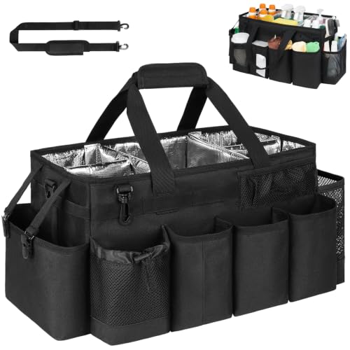 Cleaning Caddy Bag, Extra Large Cleaning Supply Bag for Housekeepers,Black - color: Black, size: XL