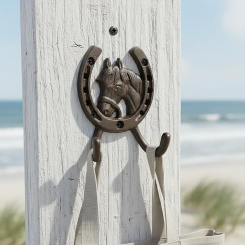 Comfy Hour 5 Inch Horse Hooks for Wall, Horseshoe Key Holder