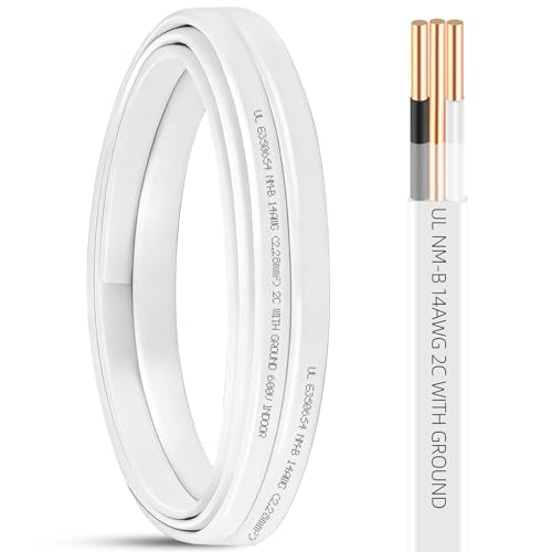 10ft NM-B 14/2 Wire with Ground,14/2 Electrical Wire 14 Gauge 2 Conductor 14 AWG Copper Solid Indoor 14/2 W/G NMB Cable NonMetallic Sheathed with Ground,Residential Electrical Wiring for Switch,Outlet - size: 10ft, style: 14 AWG-2 Conductor w/ Ground