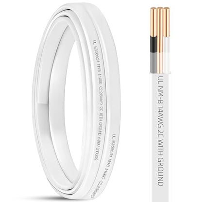 10ft NM-B 14/2 Wire with Ground,14/2 Electrical Wire 14 Gauge 2 Conductor 14 AWG Copper Solid Indoor 14/2 W/G NMB Cable NonMetallic Sheathed with Ground,Residential Electrical Wiring for Switch,Outlet - size: 10ft, style: 14 AWG-2 Conductor w/ Ground