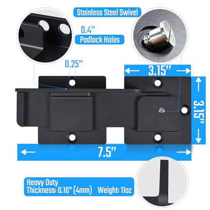 GreaTalent 7.5" Heavy Duty Flip Gate Latch Lock for Wooden Fence Gate | 4mm Thick Solid Aluminum Alloy Adjustable Security Latch with Padlock Hole for Outdoor Barn Shed Yard