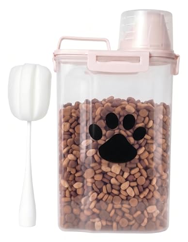 Dog Storage Container with Cleaning Brush and Measuring Cup - color: 3QT-White