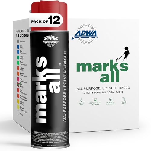 Fox Valley 17oz Marks All Solvent-Based Marking Paint 12-Pack, Red - color: Red APWA