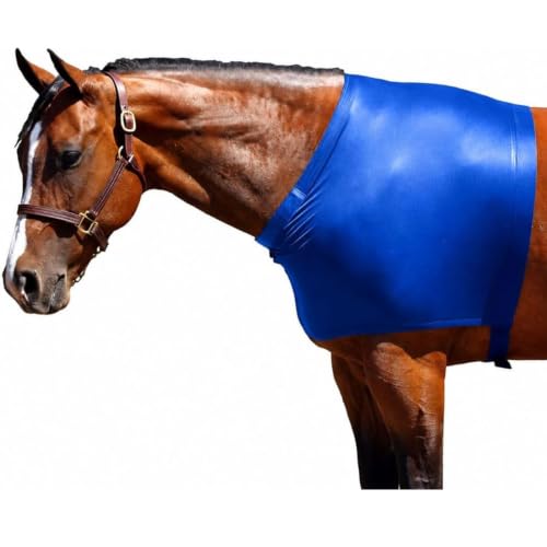 Sleazy Sleepwear Horse Shoulder Guard - Stretch Grooming Shoulder Protector with Fleece Neck Band & Adjustable Tabs, Royal, Large