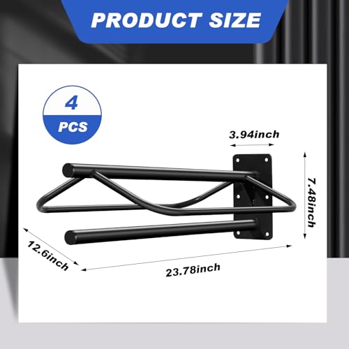 Paterr 4 Pcs Saddle Rack Wall Mount Saddle Stand with Pad Bar Black Saddle Rack Stand Horse Tack Storage for English Western Saddles Horses Blanket Stall Supplies Accessories
