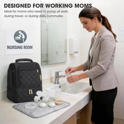RAINSMORE Wearable Breast Pump Bag, Breast Milk Cooler Travel Bag,Black - color: Black