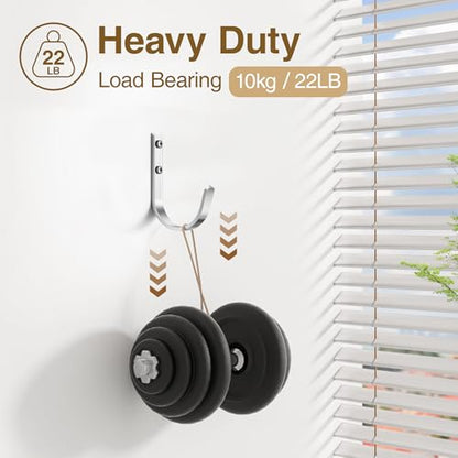 10-Pack 22LB Wall Hooks for Hanging Towel/Coat, Brushed Nickel - color: Silver, size: 10 Pack