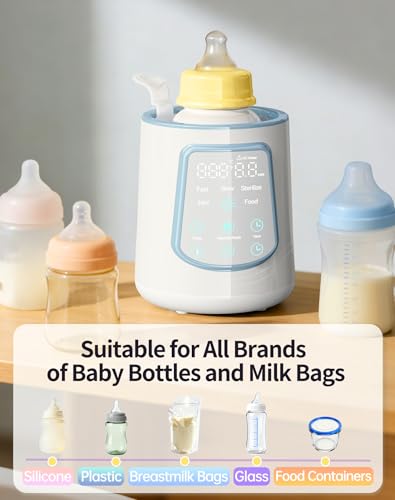 12 in 1 Fast Baby Bottle Warmer Constant Temp Milk Warmer Fits All Bottles | Even Heating No Hot Spots, Night Mode, Sterili-zing for Breastmilk & Formula Blue - color: Fast-Blue