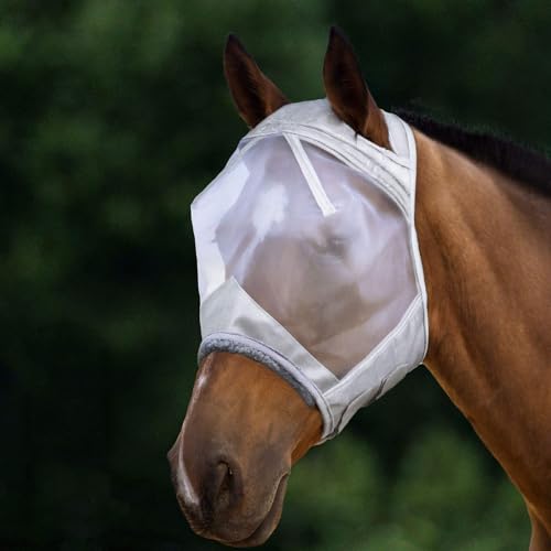 Harrison Howard CareMaster Horse Fly Mask Standard Moonlight Silver Large Full Size - color: Moonlight Silver, size: Full (Large)