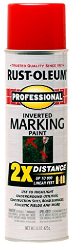 Rust-Oleum Professional 2X Inverted Marking Safety Red Spray Paint | Utility Marking, Construction Layout, Survey Marking, High Visibility Color, 2X Distance Coverage, 15 oz - color: Safety Red, size: 15 Ounce (Pack of 1), style: 2X Distance