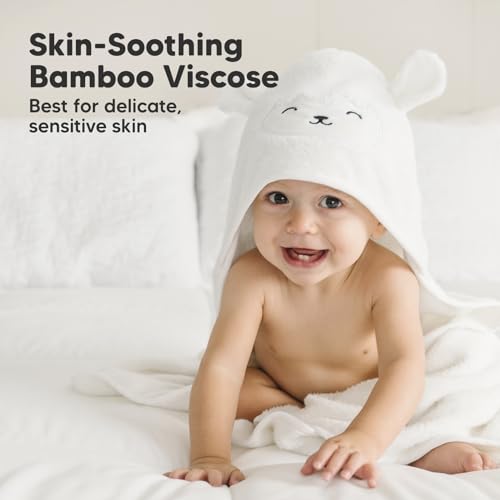 KeaBabies Baby Hair Brush and Comb Set & Baby Hooded Towel - Wooden Brush with Soft Goat Bristle, Soft and Absorbent Kids Towel with Cute Hood