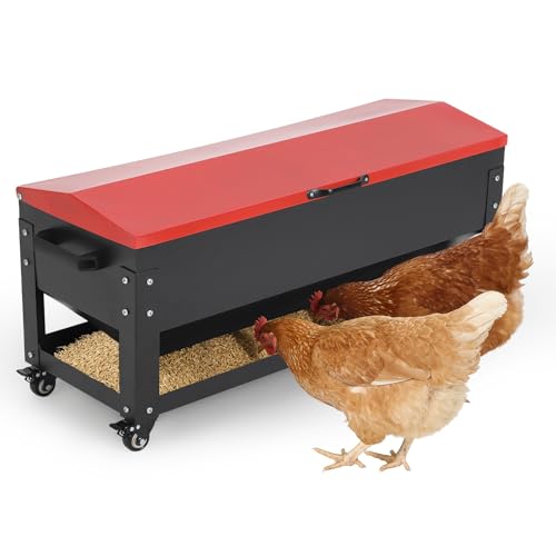 Garvee Metal Chicken Feeding Box, 120 lbs Large Capacity, Portable Feeder - size: 120 lbs