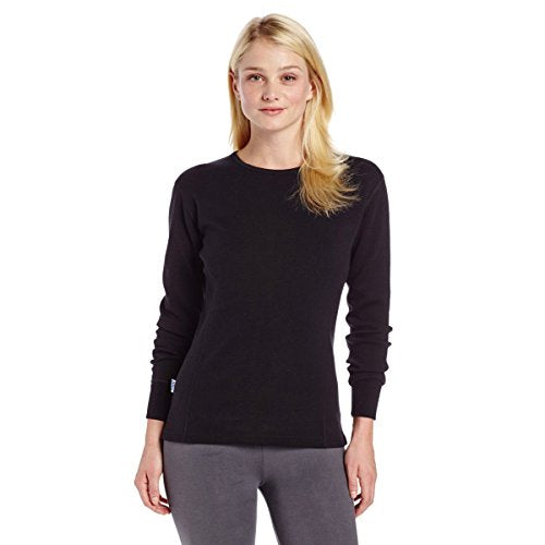 100% Merino Wool - Women's Midweight Base Layer - Long Sleeve Crew - color: 400 Expedition Black, size: Large