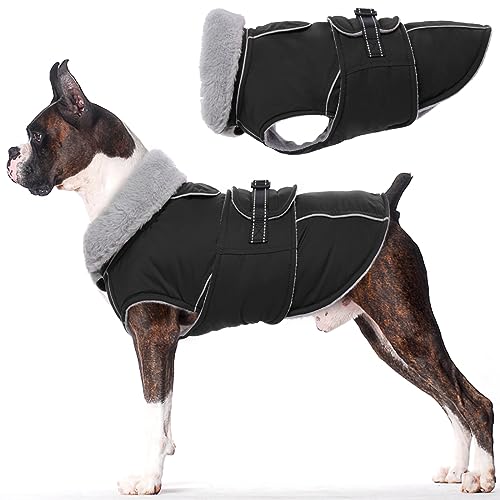 Lelepet Dog Coats for Small Dogs Refletive Dog Jacket with Adjustable Fit - color: Black, size: S