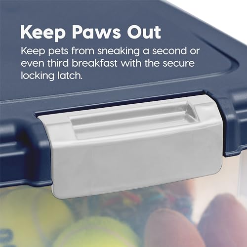IRIS USA Dog Food Storage Container, Up to 30+11 lbs, Gray/Dark Gray - color: Navy