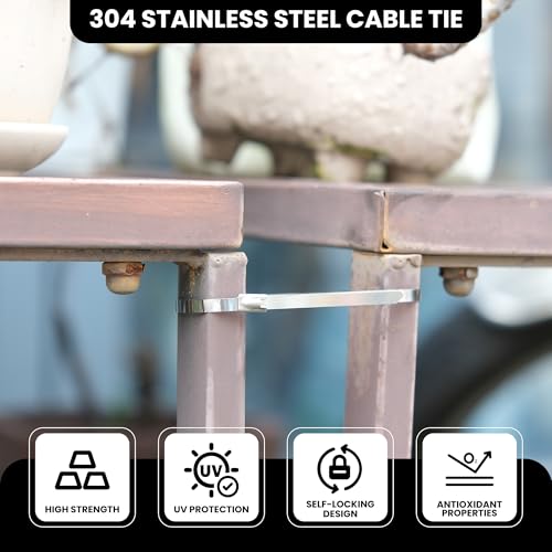 100 PCS 11.8 Inch 304 Stainless Steel Metal Zip Ties - color: Silver