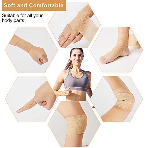 Self Adhesive Bandage Tape (3 Inches X 5 Yards), Elastic Cohesive Bandage | 8 Pack Medical Wrap for First Aid, Sports, Wrist & Ankle - size: 3 Inch