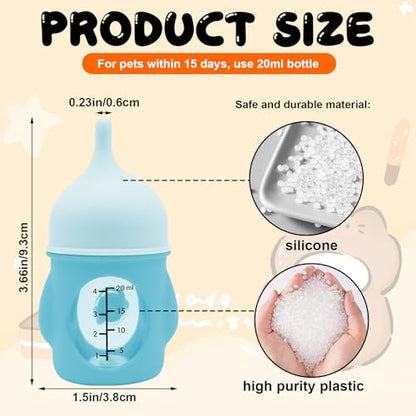 Pet Feeder Bottle Kitten Bottle Anti Choking Design(Blue,20 ml) - color: blue