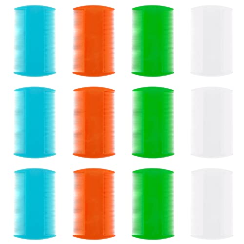 AUEAR, 12 Pack Plastic Pet Comb Flea Lice Dog Cat Double Sided Fine Tooth Hair Grooming 4 Colors - color: 4 Colors