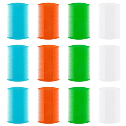 AUEAR, 12 Pack Plastic Pet Comb Flea Lice Dog Cat Double Sided Fine Tooth Hair Grooming 4 Colors - color: 4 Colors