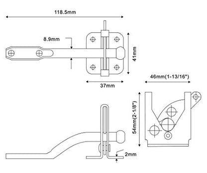 QCAA 304 Stainless Steel Self-Locking Gate Latch, 2-1/8", Black Coated, Made in Taiwan, 2 Pack - color: Black Coated on 304 Stainless Steel (2-1/8"), size: 2 Pack