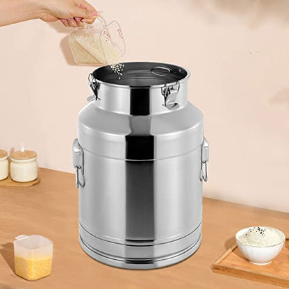 Thickened Stainless Steel Milk Can Large Liquid Container Storage,Stainless Steel Milk Bucket With Sealing Lid and Carry Handle,for Wine, Oil Storage Transport (28L/7.4 Gal) - size: 28L/7.4 Gal