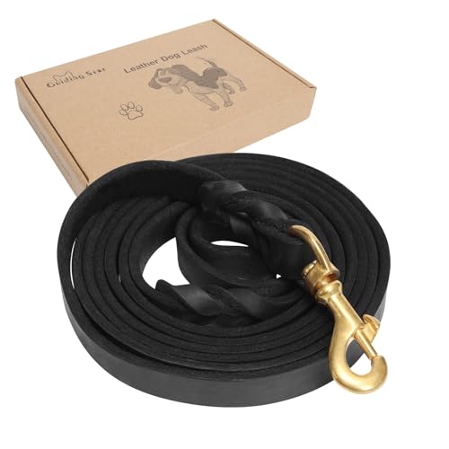 Guiding Star Leather Dog Leash 6ft x 3/4 inch Heavy Duty Training Leash | Strong Braided Handmade Leather Training Leashes for Large & Medium Dogs 6 Foot Long Pet Lead Black - color: Black, size: 6ft x 3/4 inch